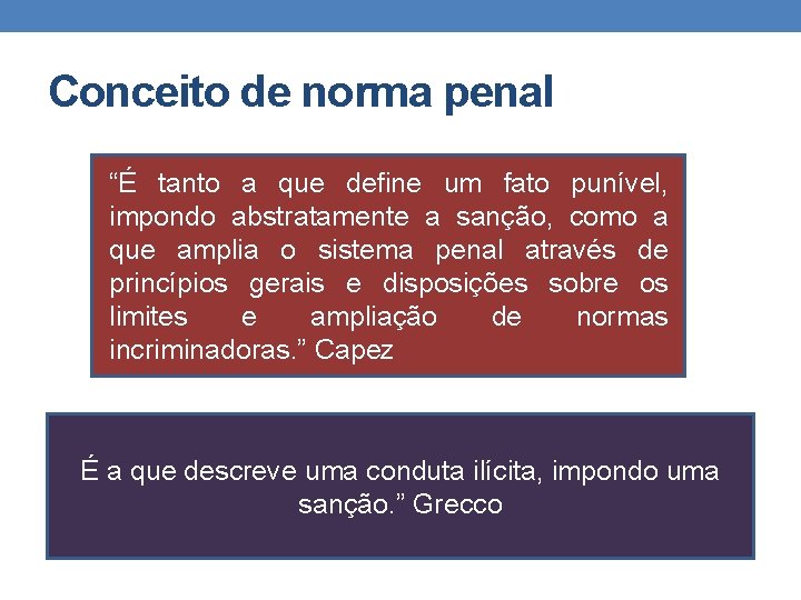 Conceito de norma penal “É tanto a que define um fato punível, impondo abstratamente Conceito de norma penal “É tanto a que define um fato punível, impondo abstratamente