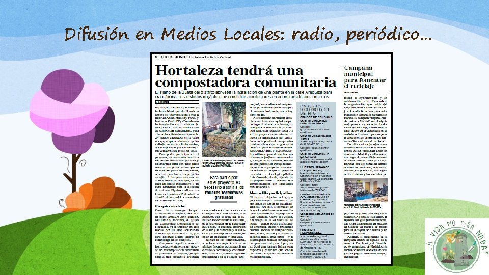 Difusión en Medios Locales: radio, periódico… 