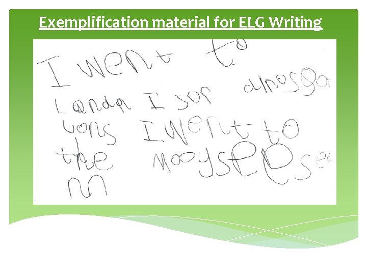 Exemplification material for ELG Writing 