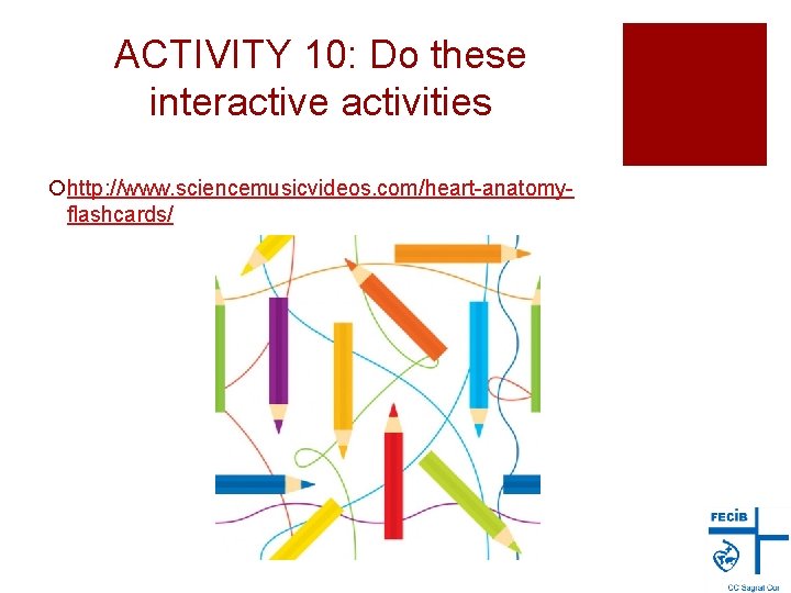 ACTIVITY 10: Do these interactive activities ¡http: //www. sciencemusicvideos. com/heart-anatomyflashcards/ 