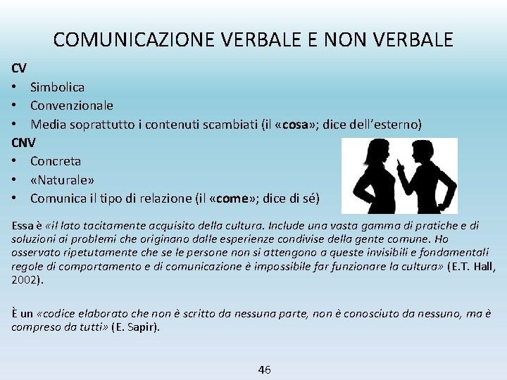 COMUNICAZIONE VERBALE E NON VERBALE CV • Simbolica • Convenzionale • Media soprattutto i