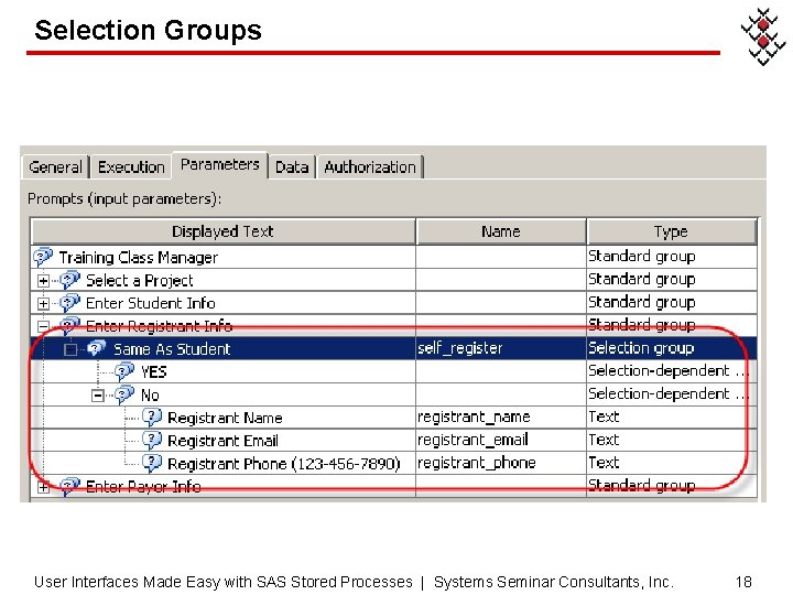 Selection Groups User Interfaces Made Easy with SAS Stored Processes | Systems Seminar Consultants,