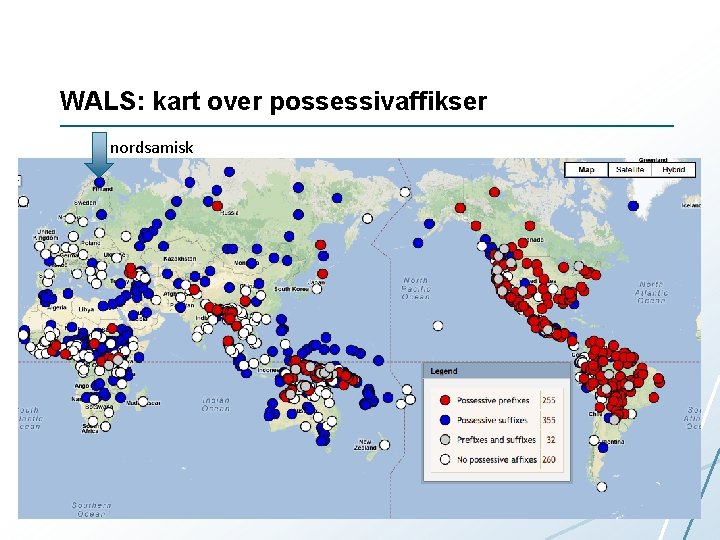 WALS: kart over possessivaffikser nordsamisk 