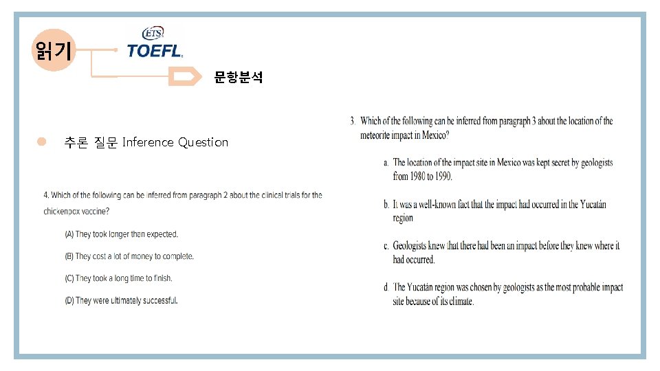 읽기 문항분석 추론 질문 Inference Question 