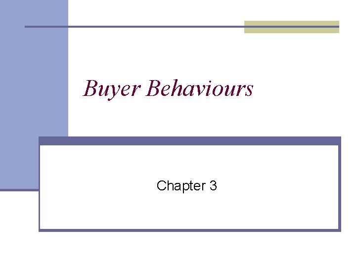 Buyer Behaviours Chapter 3 