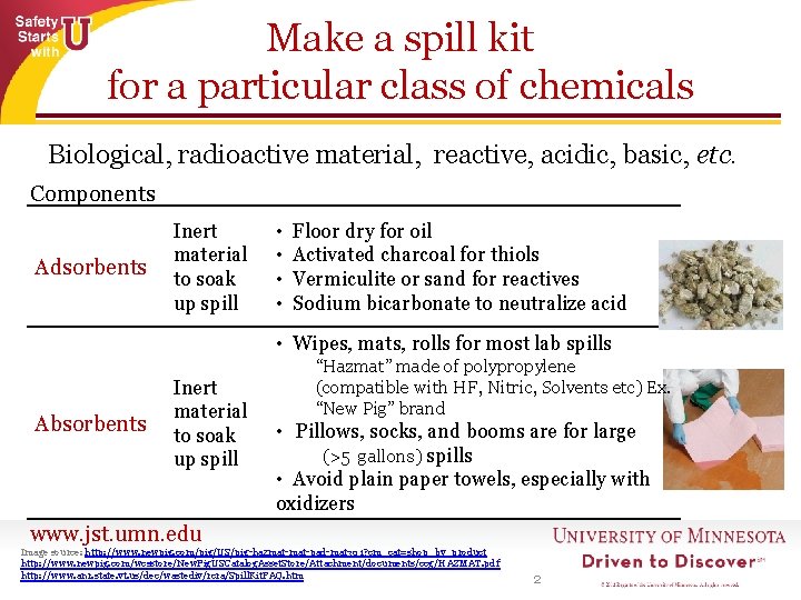 Make a spill kit for a particular class of chemicals Biological, radioactive material, reactive, Make a spill kit for a particular class of chemicals Biological, radioactive material, reactive,