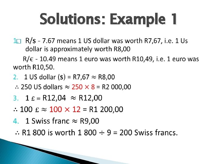 Solutions: Example 1 � 