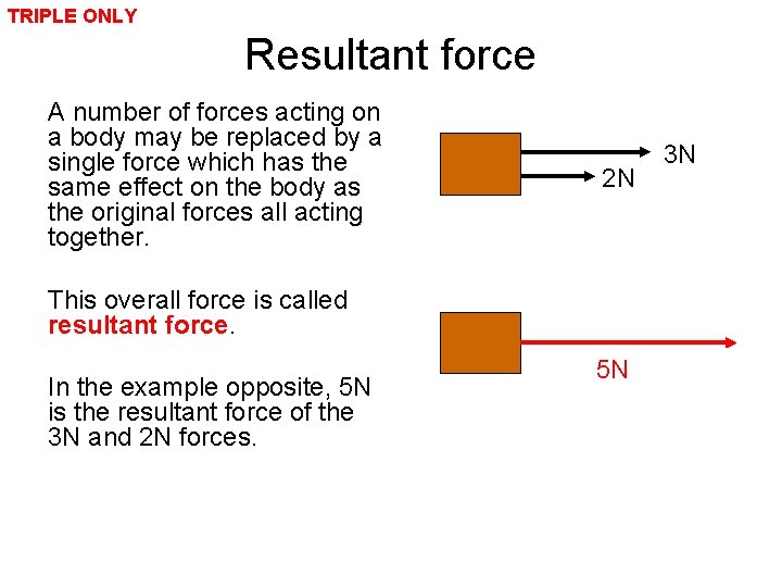 TRIPLE ONLY Resultant force A number of forces acting on a body may be