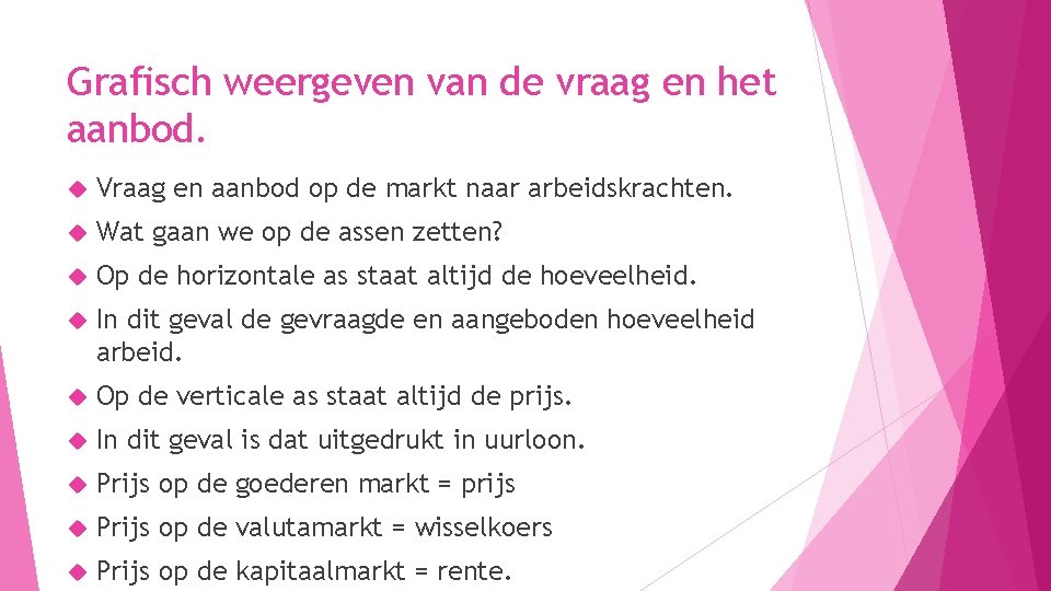 Grafisch weergeven van de vraag en het aanbod. Vraag en aanbod op de markt Grafisch weergeven van de vraag en het aanbod. Vraag en aanbod op de markt