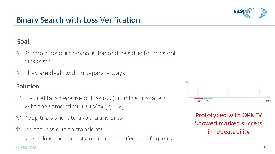 Binary Search with Loss Verification Goal Separate resource exhaustion and loss due to transient