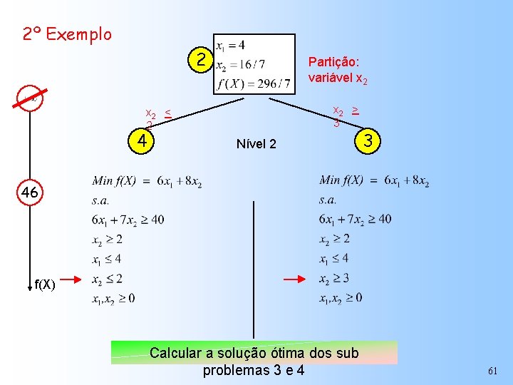 2º Exemplo 2 Partição: variável x 2 > 3 x 2 < 2 4