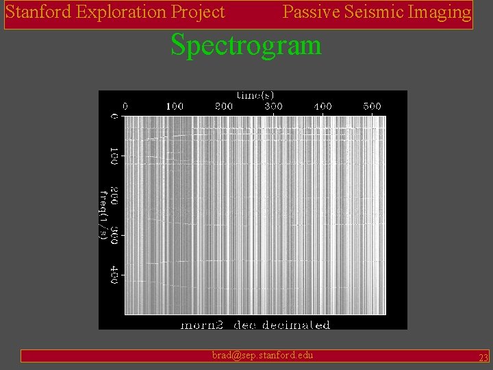 Stanford Exploration Project Passive Seismic Imaging Spectrogram brad@sep. stanford. edu 23 