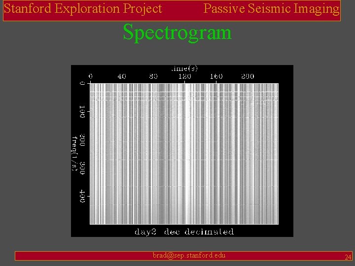 Stanford Exploration Project Passive Seismic Imaging Spectrogram brad@sep. stanford. edu 24 