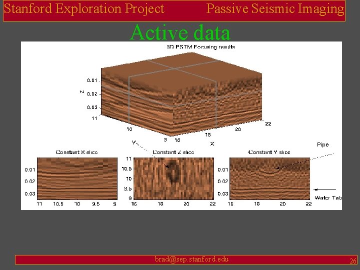 Stanford Exploration Project Passive Seismic Imaging Active data brad@sep. stanford. edu 26 