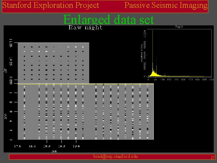 Stanford Exploration Project Passive Seismic Imaging Enlarged data set brad@sep. stanford. edu 27 