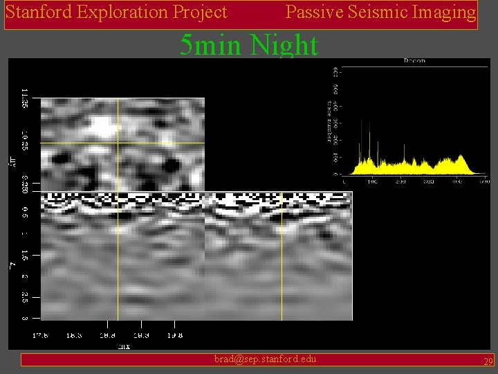 Stanford Exploration Project Passive Seismic Imaging 5 min Night brad@sep. stanford. edu 29 