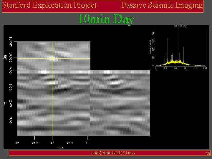 Stanford Exploration Project Passive Seismic Imaging 10 min Day brad@sep. stanford. edu 30 