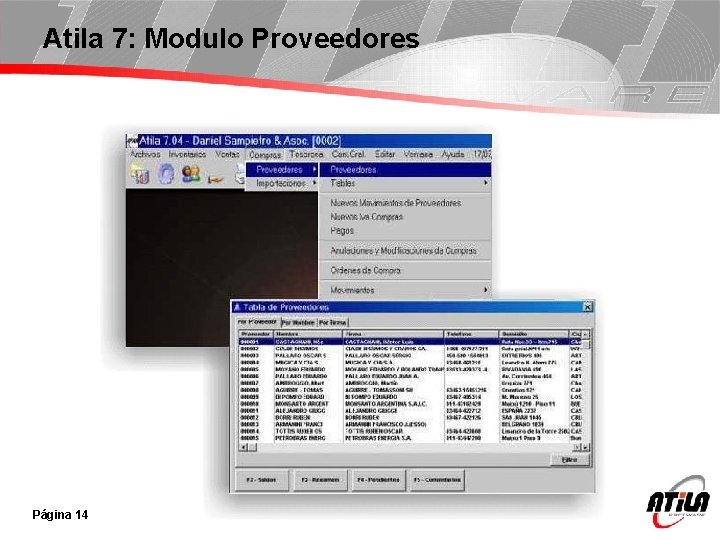 Atila 7: Modulo Proveedores Página 14 