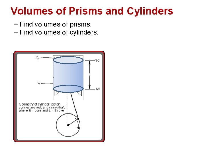 Volumes of Prisms and Cylinders – Find volumes of prisms. – Find volumes of