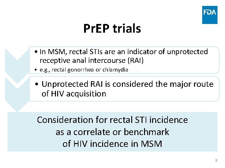 Pr. EP trials • In MSM, rectal STIs are an indicator of unprotected receptive