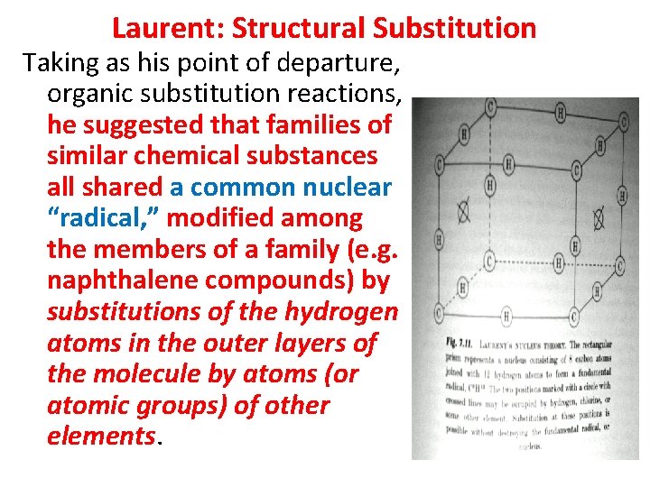 Laurent: Structural Substitution Taking as his point of departure, organic substitution reactions, he suggested Laurent: Structural Substitution Taking as his point of departure, organic substitution reactions, he suggested