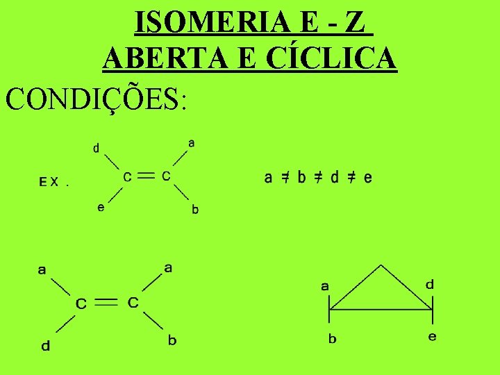 ISOMERIA E - Z ABERTA E CÍCLICA CONDIÇÕES: 