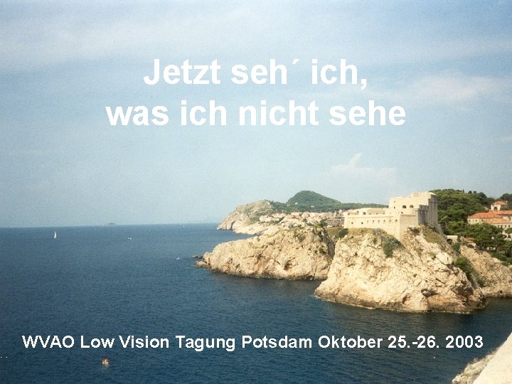 Jetzt seh´ ich, was ich nicht sehe WVAO Low Vision Tagung Potsdam Oktober 25.