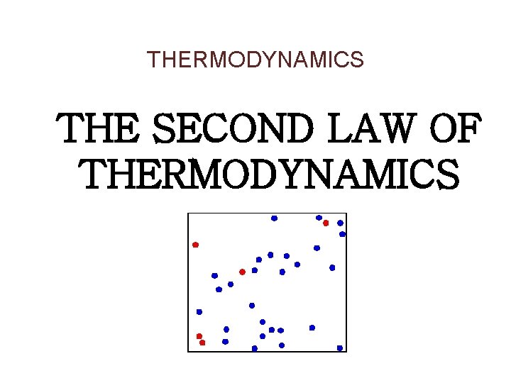 THERMODYNAMICS THE SECOND LAW OF THERMODYNAMICS 