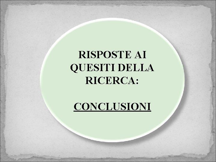 RISPOSTE AI QUESITI DELLA RICERCA: CONCLUSIONI 