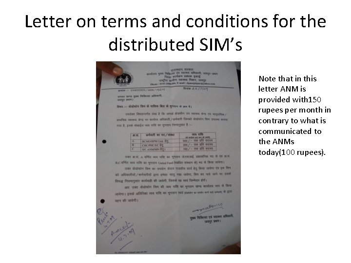 Letter on terms and conditions for the distributed SIM’s Note that in this letter