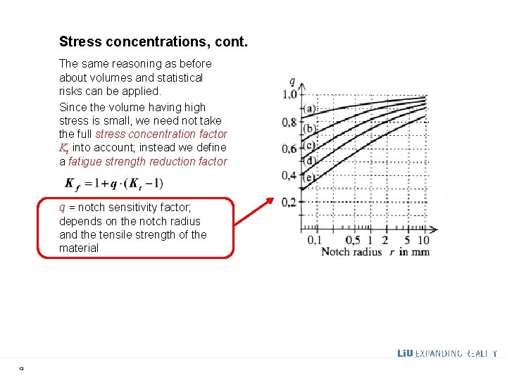 Stress concentrations, cont. The same reasoning as before about volumes and statistical risks can