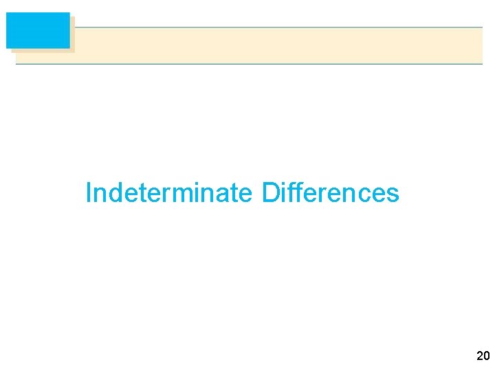 Indeterminate Differences 20 