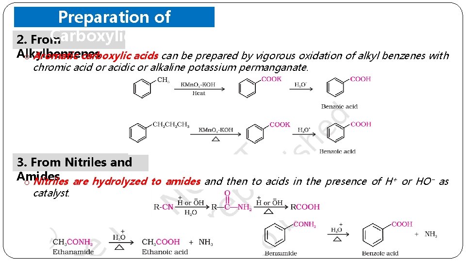 Preparation of Carboxylic Acids 2. From Alkylbenzenes o Aromatic carboxylic acids can be prepared