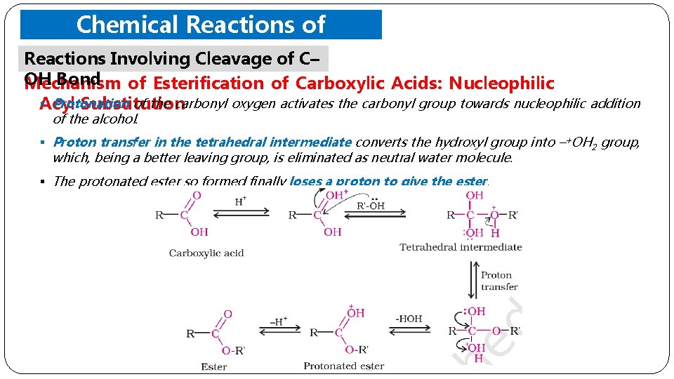Chemical Reactions of Acids Reactions Carboxylic Involving Cleavage of C– OH Bond Mechanism of