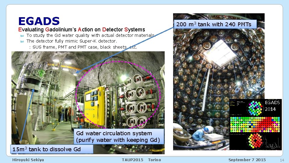 EGADS 200 m 3 tank with 240 PMTs Evaluating Gadolinium’s Action on Detector Systems