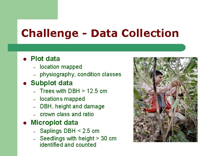 Challenge - Data Collection l Plot data – – l Subplot data – – Challenge - Data Collection l Plot data – – l Subplot data – –