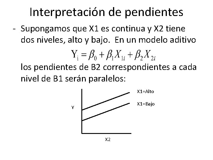 Interpretación de pendientes - Supongamos que X 1 es continua y X 2 tiene