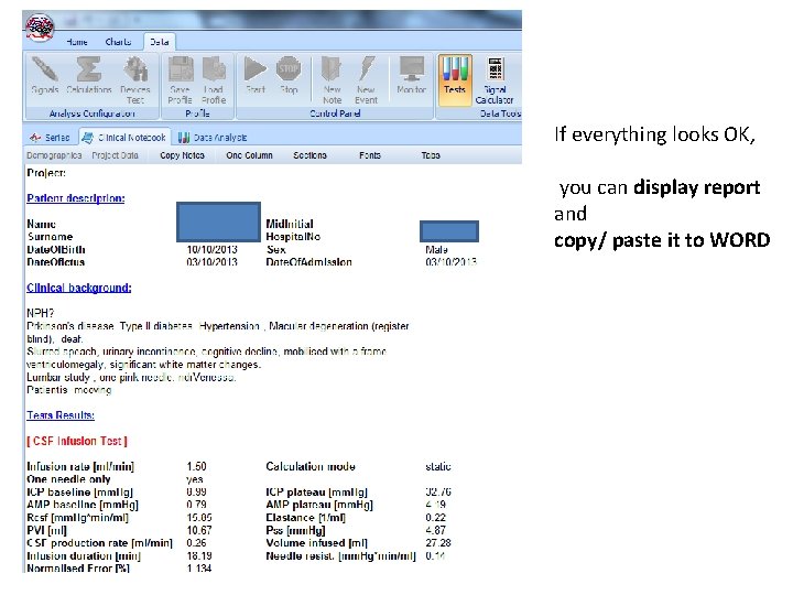 If everything looks OK, you can display report and copy/ paste it to WORD