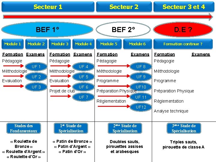 Module 1 Secteur 2 Secteur 3 et 4 BEF 1° BEF 2° D. E