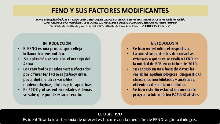 FENO Y SUS FACTORES MODIFICANTES Berman Barragán Pérez 1, José Antonio Durán Cueto 1,