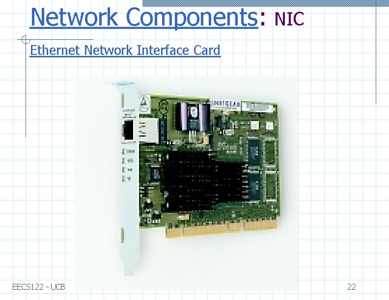 Network Components: NIC Ethernet Network Interface Card EECS 122 - UCB 22 