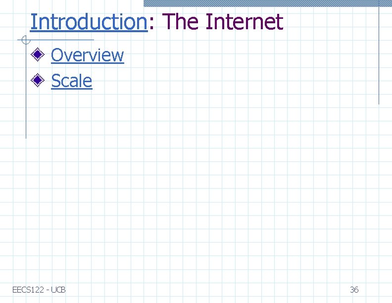 Introduction: The Internet Overview Scale EECS 122 - UCB 36 