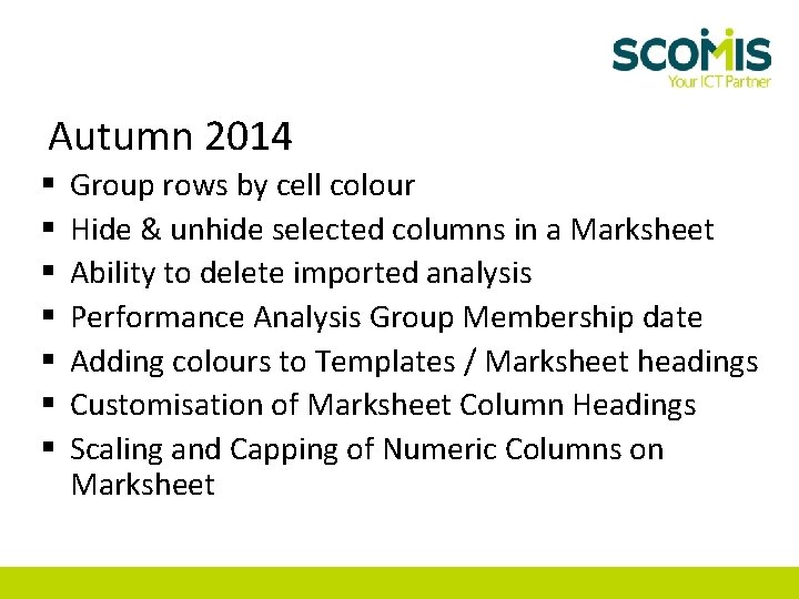 Autumn 2014 § § § § Group rows by cell colour Hide & unhide