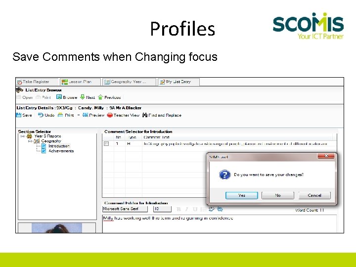Profiles Save Comments when Changing focus 