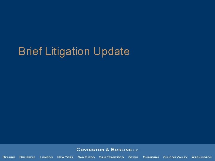 Brief Litigation Update Brief Litigation Update