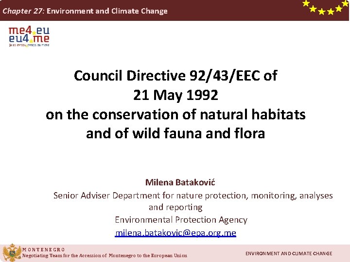 Chapter 27: Environment and Climate Change Council Directive 92/43/EEC of 21 May 1992 on