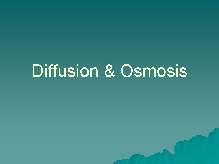 Diffusion & Osmosis 