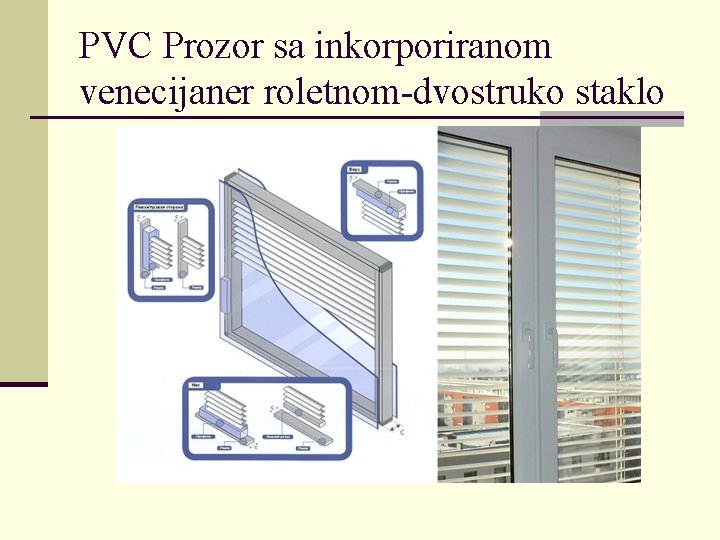 PVC Prozor sa inkorporiranom venecijaner roletnom-dvostruko staklo 