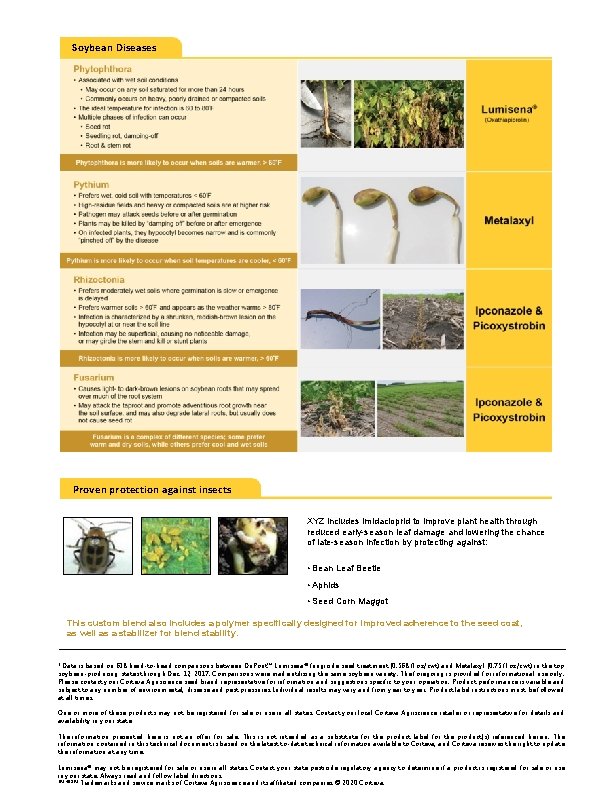 Soybean Diseases Proven protection against insects XYZ includes imidacloprid to improve plant health through