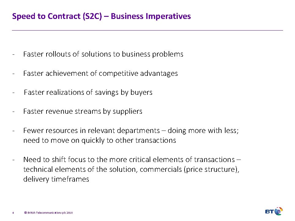 Speed to Contract (S 2 C) – Business Imperatives - Faster rollouts of solutions